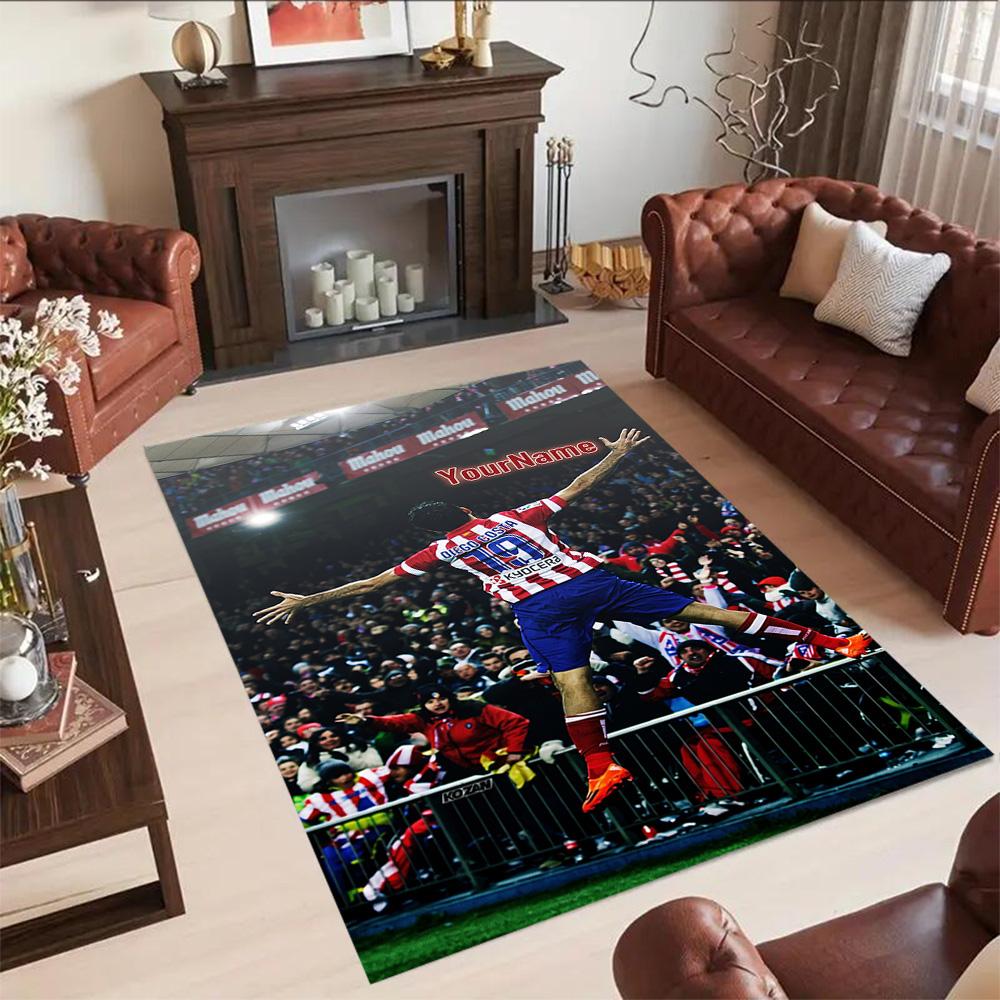 Atletico Madrid Personalized Name Carpet Perfect for Bedrooms Foyer Hallway Entryway Anti-slip Rug Decorate Offices Gift for Festivals