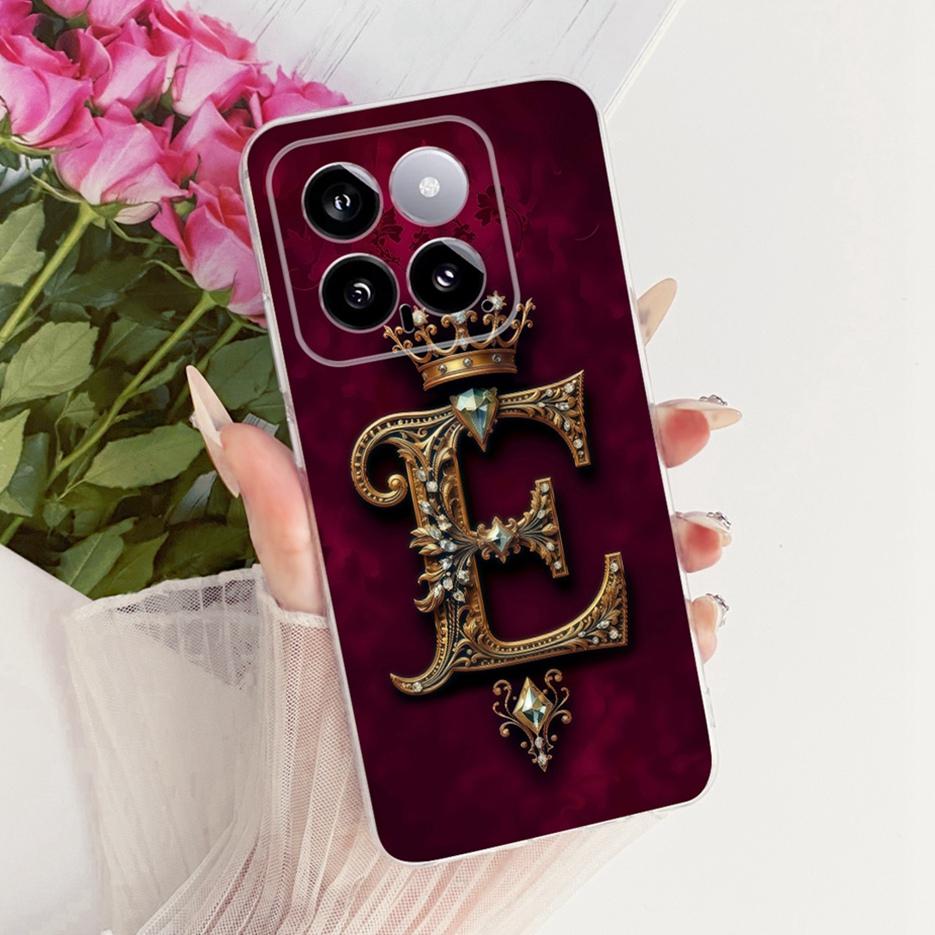 For Xiaomi Mi 14 Pro Case Cute Crown Letters Cover Clear Silicone Soft Slim Phone Case For Xiaomi 14 Pro Mi14 Pro 5G Fundas Bags