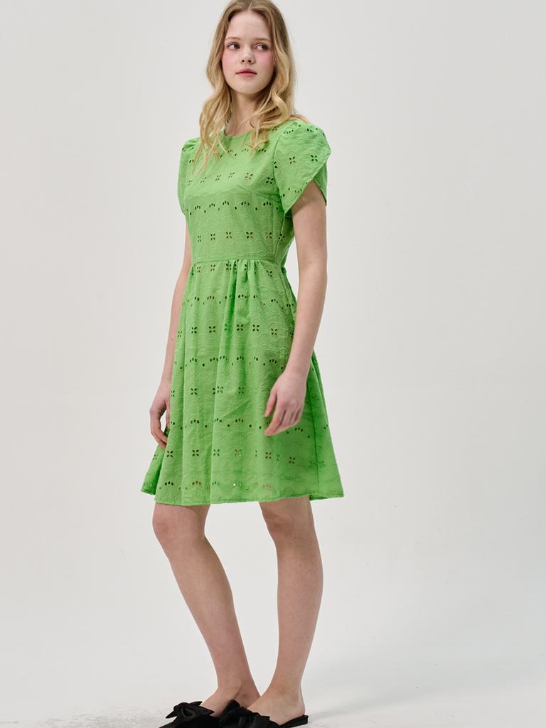 Sorry, Too Much Love Eyelet Lace Summer Dress_Green