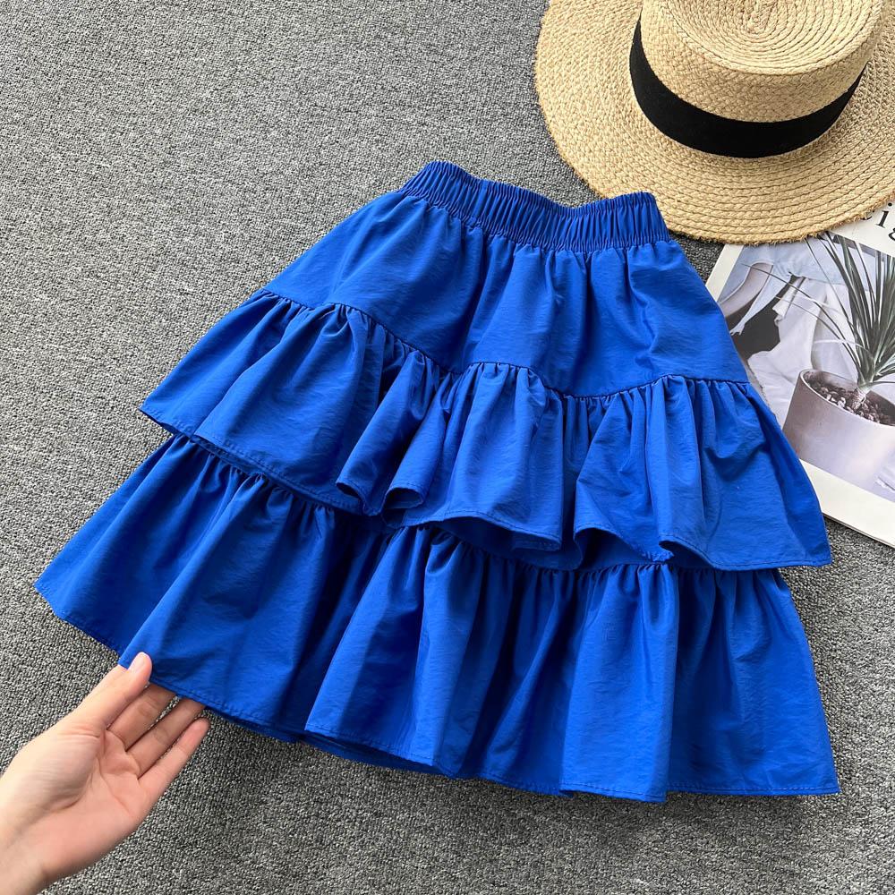 All-Match Cake Skirt Women's Summer French Retro High Waist Slimming Ruffled A-Line Skirt