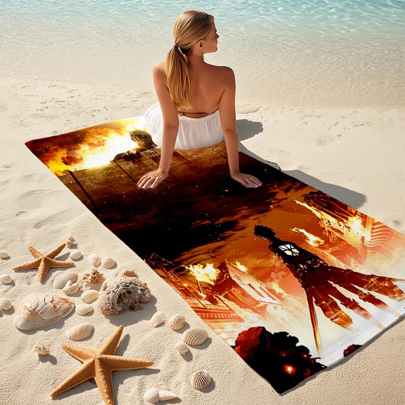 Beach Towel with Attack on Titan3 Pattern - soft,absorbent,machine washable Lightweight&Modern,swimming,Travel Essentials