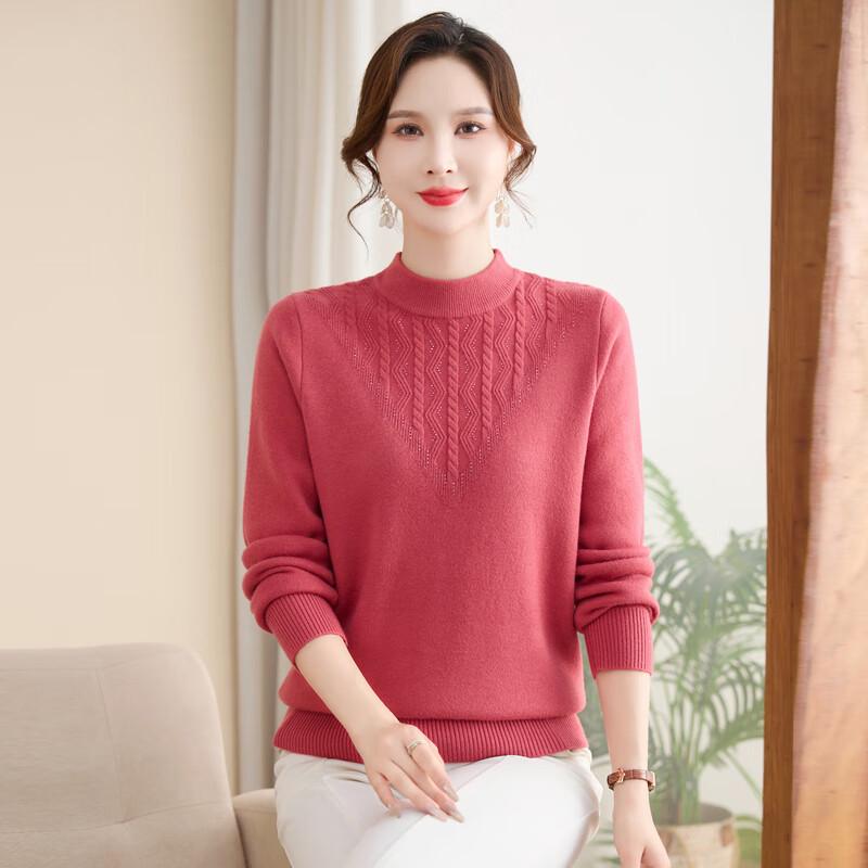 Xiaofu Women's Thickened Half-High Collar Cashmere Blend Sweater