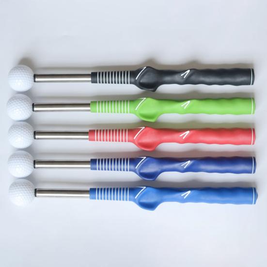 Golf Grip Swing Training Aid with Click Feedback Retractable Club Tempo Trainer for Warm-Up Indoor Practice Telescopic Short Club for Right Left