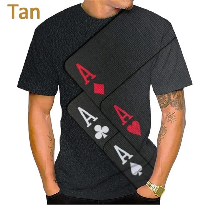 3D Print Playing Cards Pattern T-Shirts Personality Casual Round Neck Short Sleeves Hip Hop Men's T-shirts