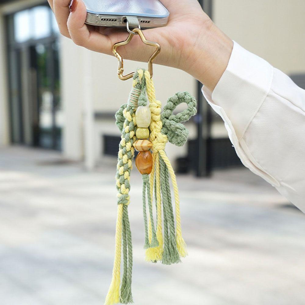 Countryside Style Braided Keychain Hand Woven Bag Pendant Handmade Woven Keychain  Phone Charm