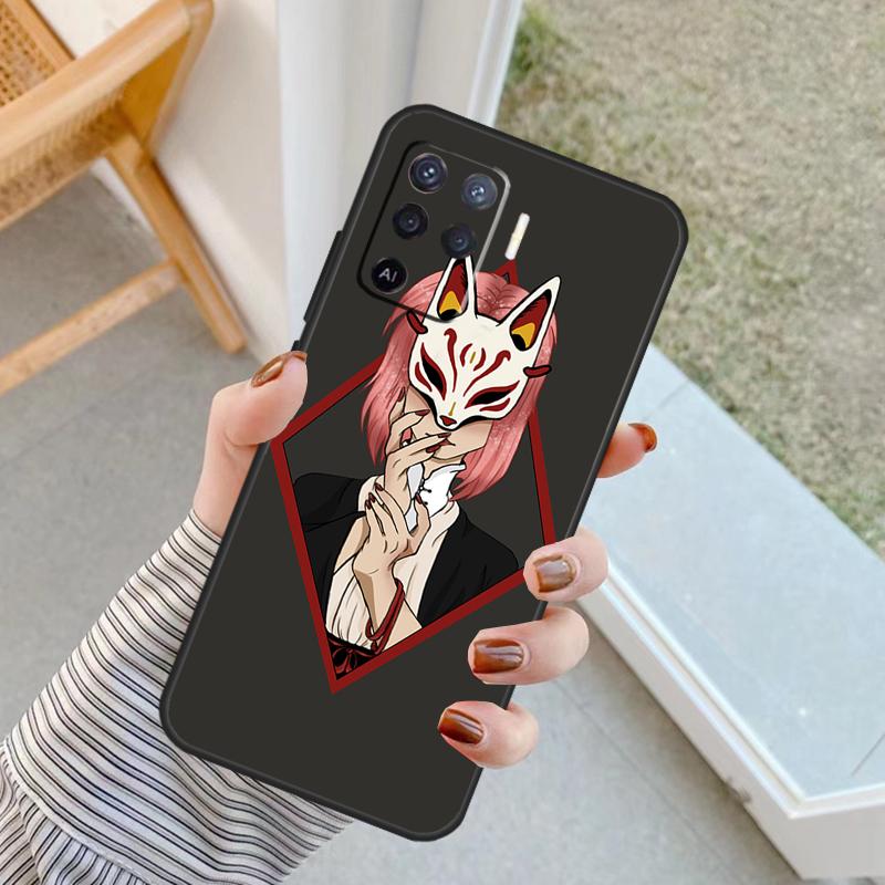 Japanese Style Anime Fox Case For Oppo A94 A74 A54 A80 A60 A40 A18 A38 A58 A78 A98 A96 A76 A16 A15 A17 A57 A77 A5 Pro