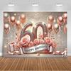 60 Years Old Backdrop Supplies Gold Pink Balloons Glitter Background Banner 60th Birthday Party Decorations Photography Props