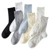 Female Summer Thin Style Pure Cotton Lace Mesh Breathable All Match Solid Color Vertical Bar Boneless Tube Socks