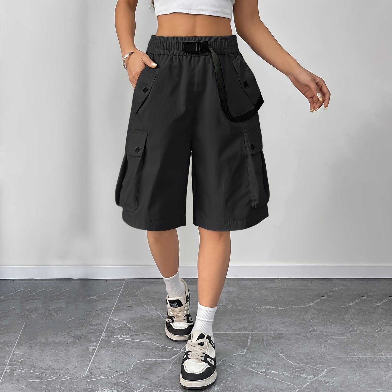 

Женские летние рабочие шорты в стиле дофаминового дрессинга, рабочая одежда, многокарманные, однотонные XL