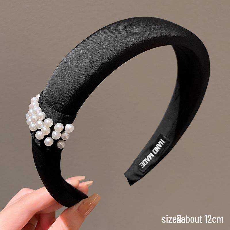 

2025 Французская Наследница Жемчужный Сатин Высокая Корона Ободок - Слимминг Топ для Лица для Женщин