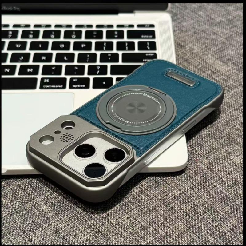Luxury Magnetic Leather Aromatherapy Case For iPhone 12 13 14 15 16 17 Pro Max Rotate Bracket Wireless Charging Borderless Cover