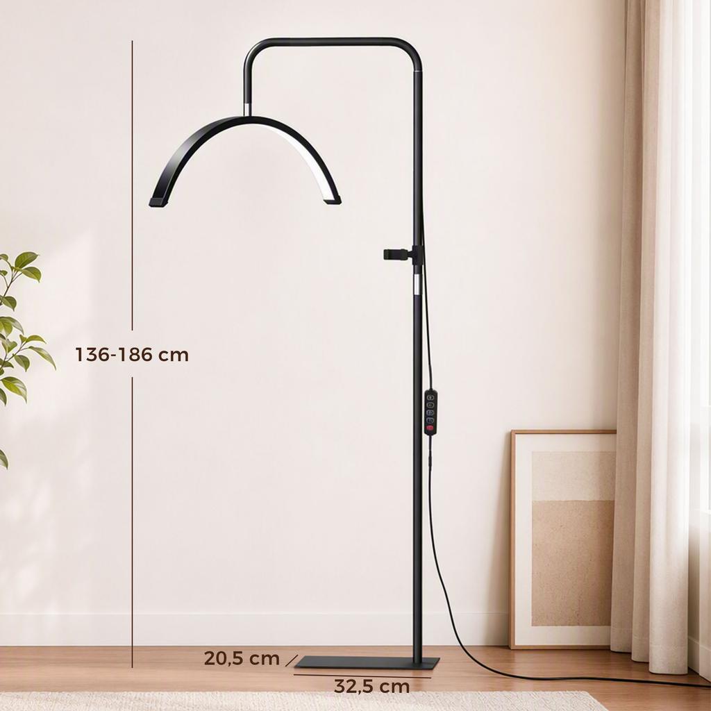 LED Floor Lamp, Rotating 350, Dimmable 36 W, 7 Color Temperatures, Black