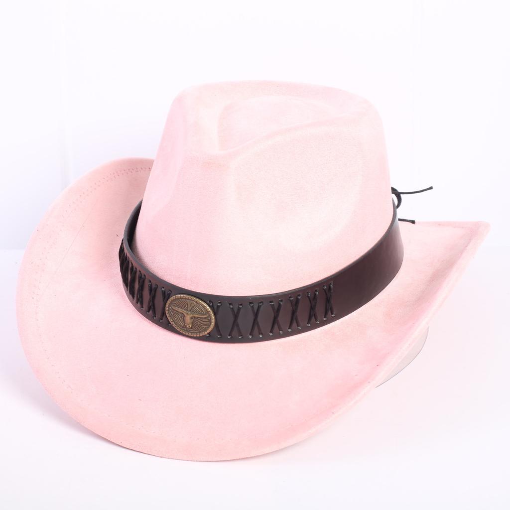 Popular European and American Classic Suede Western Cowboy Hat Men's and Women's Fashion LO Style Peach Heart Cowboy Hat