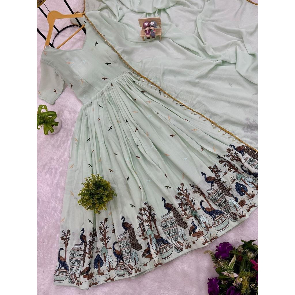 Paksiatni Desigenr Bollywood Gown Dupatta Set Indian Wedding Wear Anarkali Suit