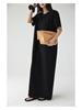 61035# FRESH UP Rochie Tricou Minimalistă Supradimensionată cu Mânecă Scurtă Subgenunchi Subțietoare