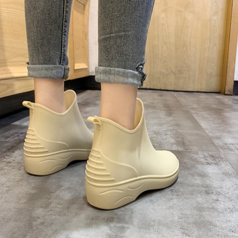 Японские модные женские короткие резиновые сапоги 39 чёрный — фото 7