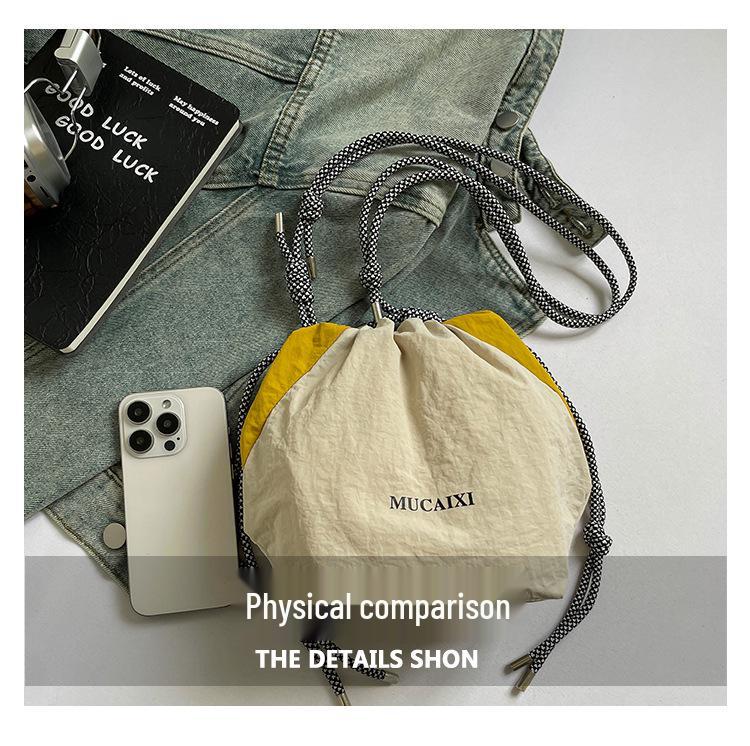 Trendy 2025 Nylon Drawstring Bucket Bag - Versatile Crossbody & Shoulder Bag for Women