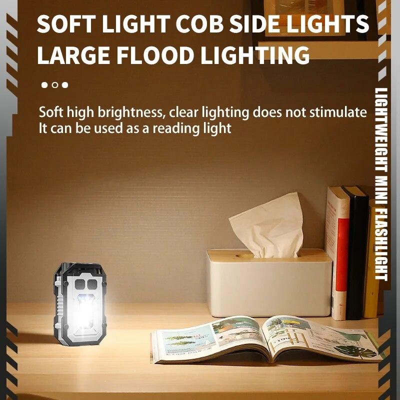 Super Helle Leistungsstarke Taschenlampe LED Multifunktionale Linterna Magnetische COB LED EDC Mini Schlüsselanhänger Taschenlampe Wiederaufladbar