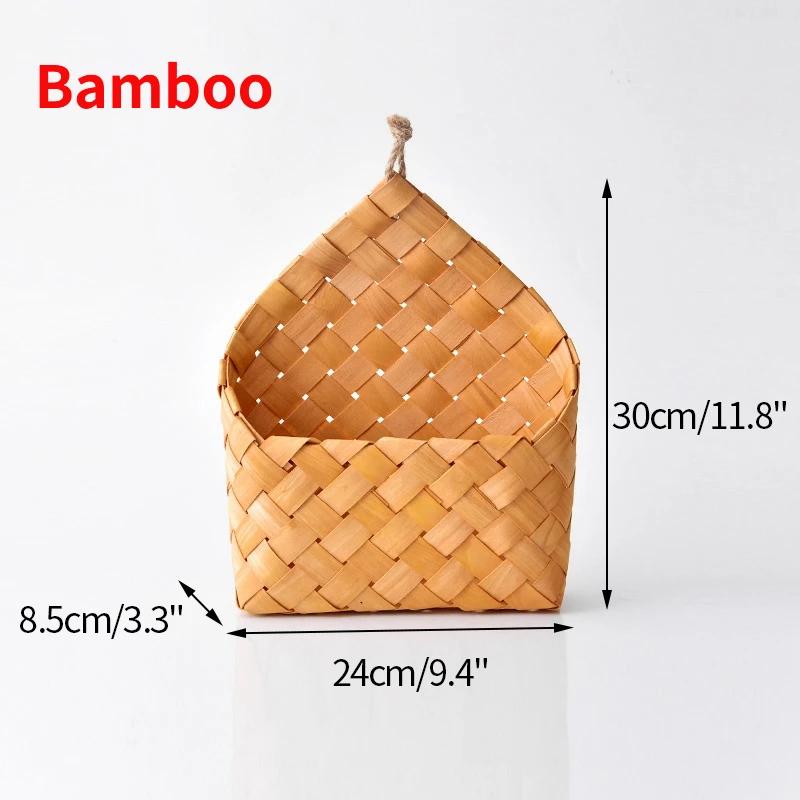 

Корзина для хранения на кухне с ручкой, плетеные подвесные корзины для гостиной, органайзер для фруктов и всякой всячины, домашний декор, плетеные вручную корзины