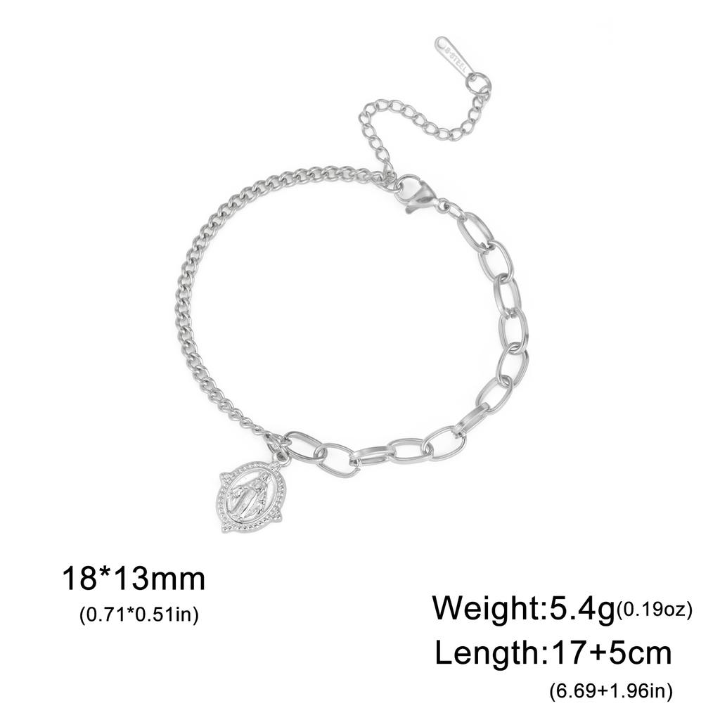 Bracciale Vergine Maria Benedetta Jeshayuan per Donna Colore Oro Braccialetti Madonna Amuleti Cristiani in Acciaio Inossidabile Gioielli Regalo