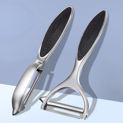 Stainless Steel Vegetable & Fruit Peelers with Anti-Slip Handles and Sharp Blades - Metal Straight Edge Peelers for Precision Peeling