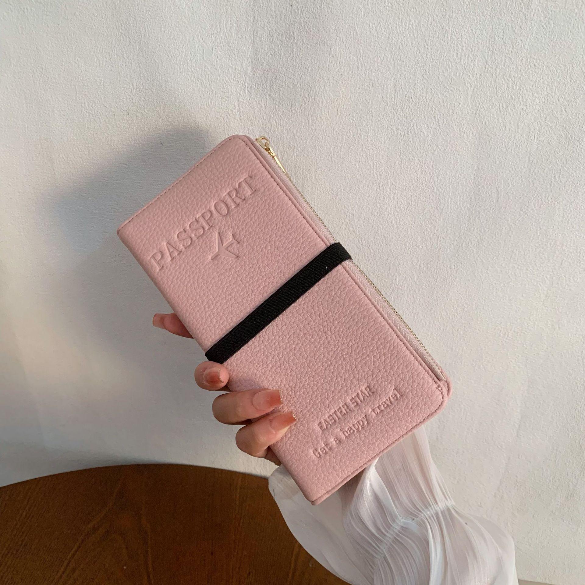 

Новий багатокартковий нішевий блискавковий протикрадіжний гаманець-сумка для паспорта з пензликом для подорожей, багатофункціональний для зберігання документів і карток рожевий