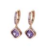 Zhe Huang earrings champagne gold purple diamond square stud earrings temperament versatile jewelry