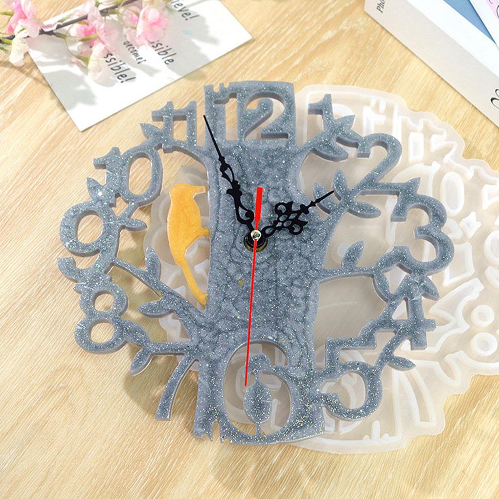 Clock Resin Mold Home Wall Living Room Round Digital Number Flower Ornaments Self-Assembly Hanging Fashionable
