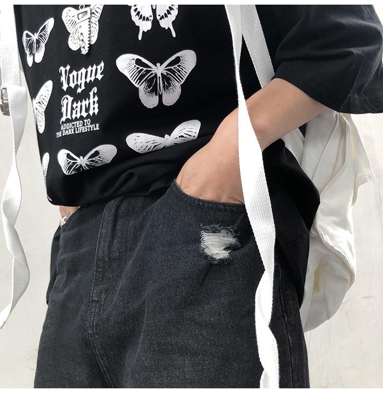 Jeansi cu ciucuri și tiv brut Hongxinjie pentru bărbați - Stil trendy Harajuku High Street