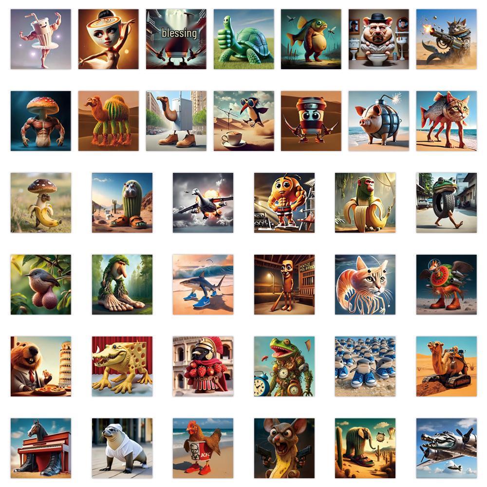 80 Cartoon Shanhaijing Graffiti Stickers for Journals, DIY, Phones & Laptops