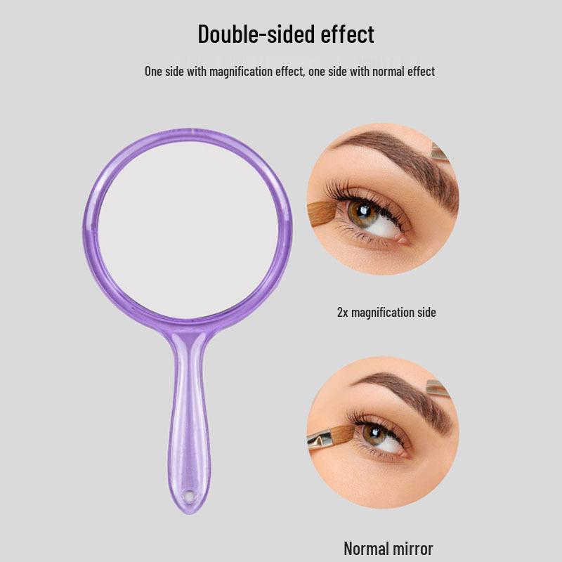 Portable Double-Sided Makeup Mirror with Magnifying Side and Printed Logo