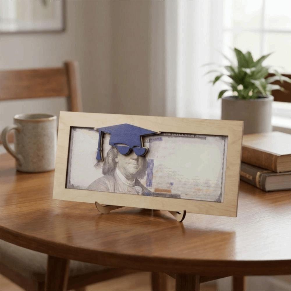 Double-Layer Graduation Money Holder Pull-Out Card Unique Keepsake Wooden Money Holder Graduate Cap Shaped Gift Card Holder