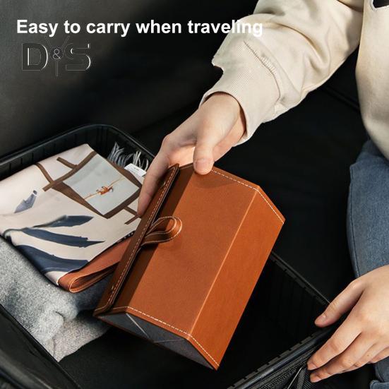 Etui na okulary podróżne składane zapięcie zatrzaskowe pętla do zawieszania wewnętrzne lusterko okulary przeciwsłoneczne organizer na biżuterię skóra wegańska ochronna torba do przechowywania