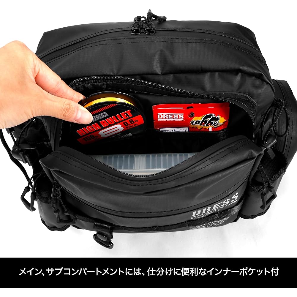 DRESS Holding Shield Bag - Waterproof, Water-Repellent, Rod Holder, Run & Gun Bag, Fishing Backpack, Large Size, Expandable, Tackle Bag, Backpack, Men