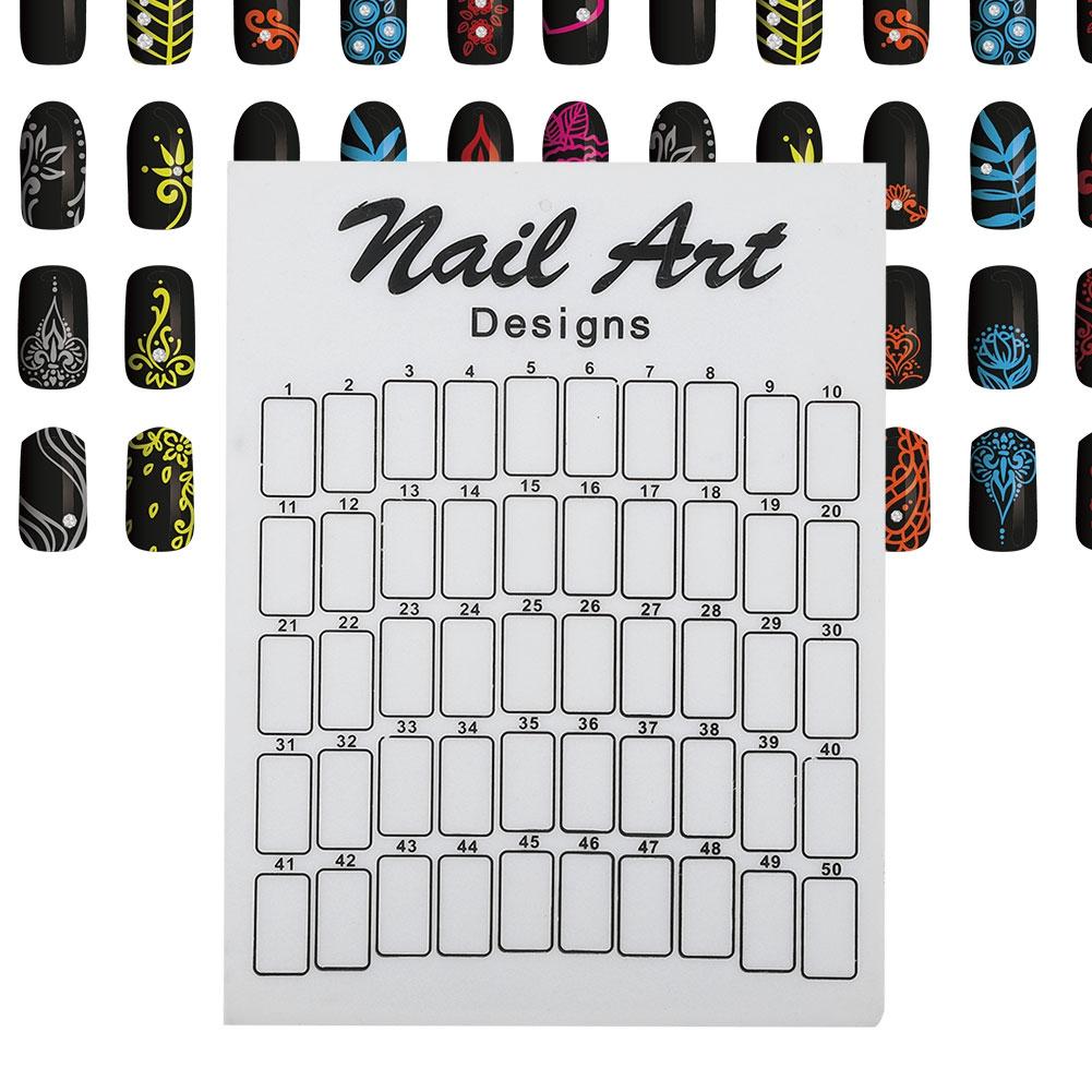 50Pcs Nail Art False Tips Chart Display Board Nailtips Polish Gel Color Card (White)