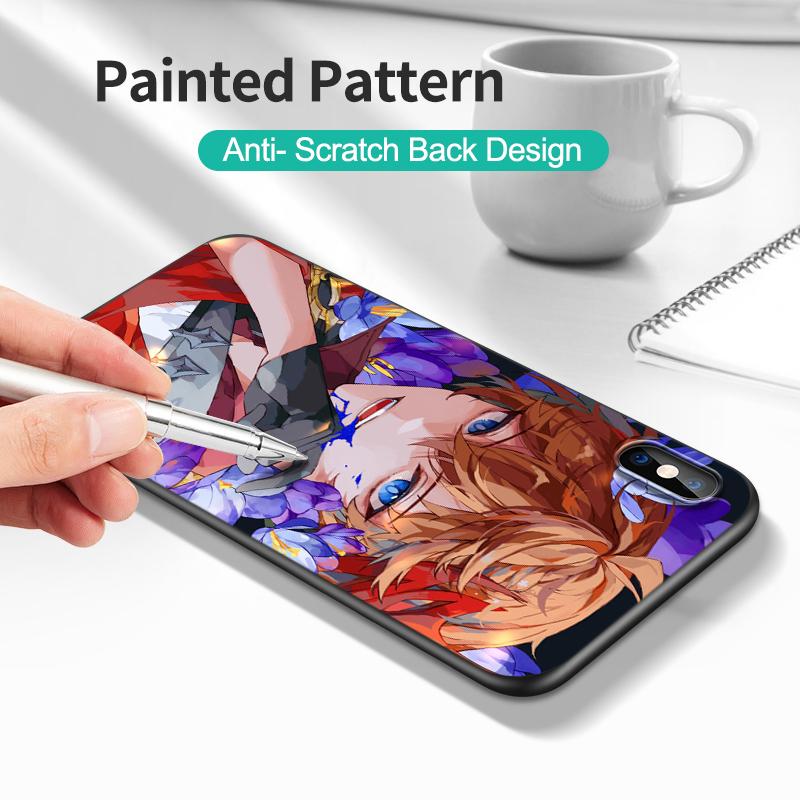 Schwarze TPU-Hülle für Samsung Galaxy A3 A5 A7 2016 2017 2018 Hülle Genshin Impact