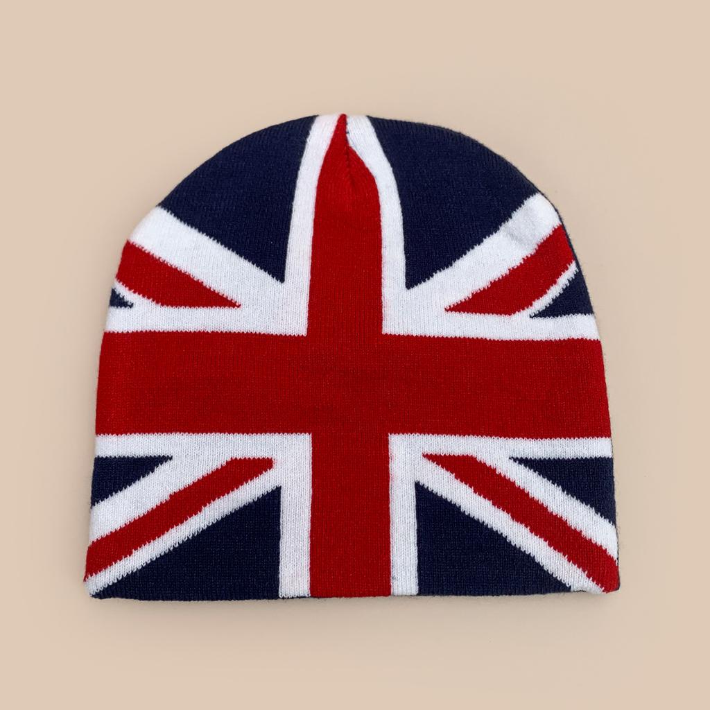 2026 UK English Union Jack Flag Jacquard Knitted Winter Warm Beanie Hat Children Adults Unisex Fashion High Quality