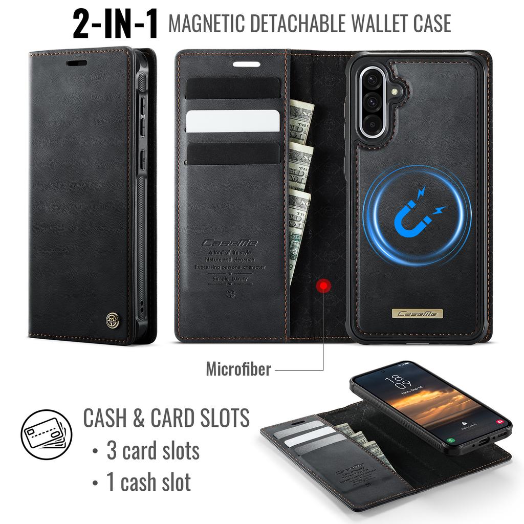 For Samsung Galaxy A36 5G Magnetic Case RFID Blocking Detachable Wallet Leather Phone Cover
