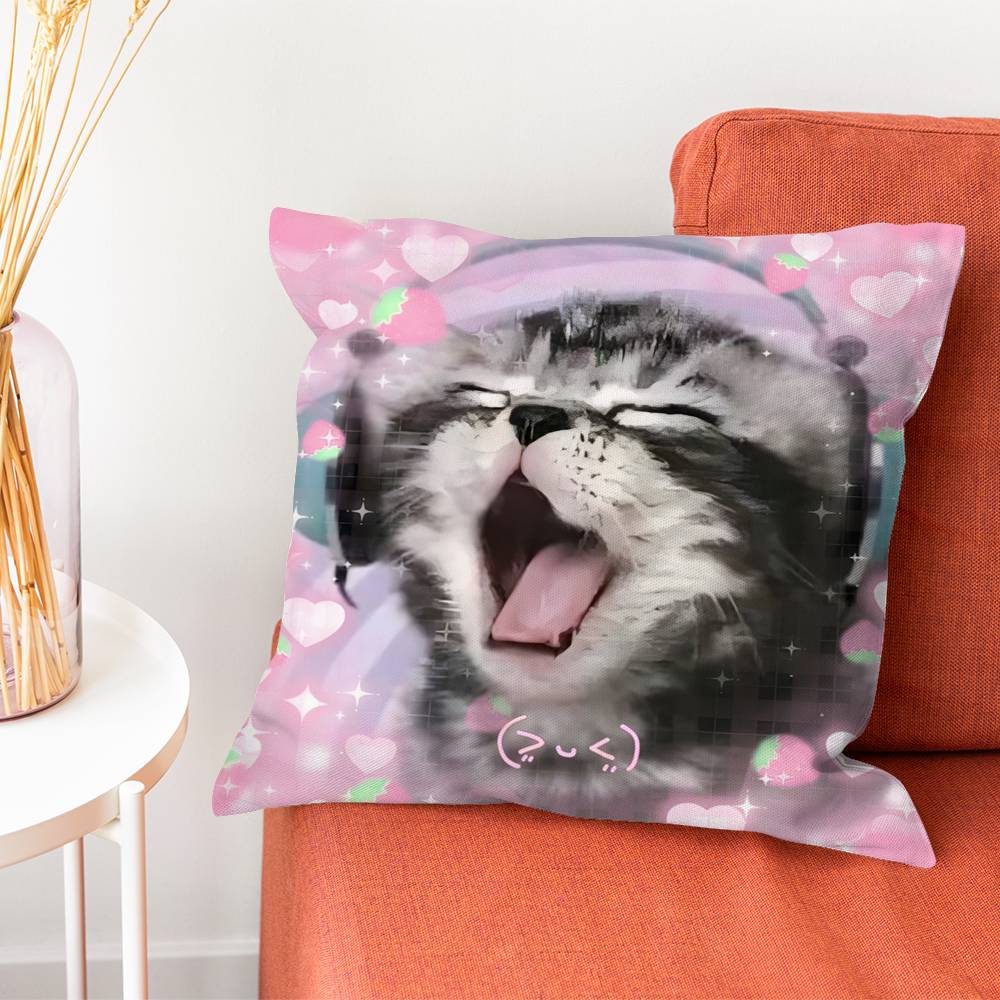 Kitty Y2K Cat Pillow Case Plush Fabric Soft Pillowcase Double Sided Print Cushion Cover Household Gifts