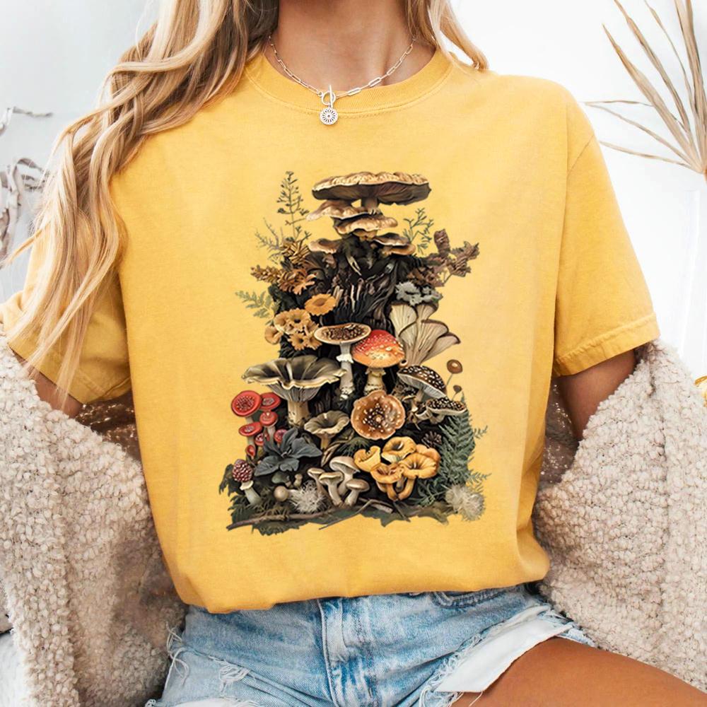 Goblincore Mushroom Comfort Shirts Nature Lover Plant Lover Dark Cottagecore Aesthetic Shirt Casual Daily Y2K Top Streetwear