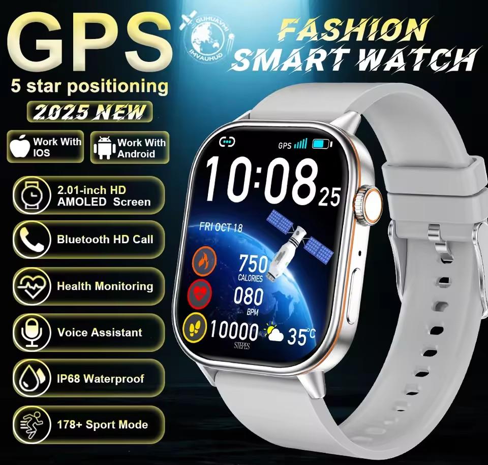 LUCKY START 2026 For Android IOS GPS Smart Watch Women 2.01" HD Screen Heart Rate Bluetooth Call Compass IP68 Waterproof Men Smartwatch