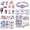 6-12pcs Gabby Dollhouse Figure Toy Papa Ring Toy Set Baby Shower Party Anime Figure Small Gift Cartoon Bracelet Necklace Gifts