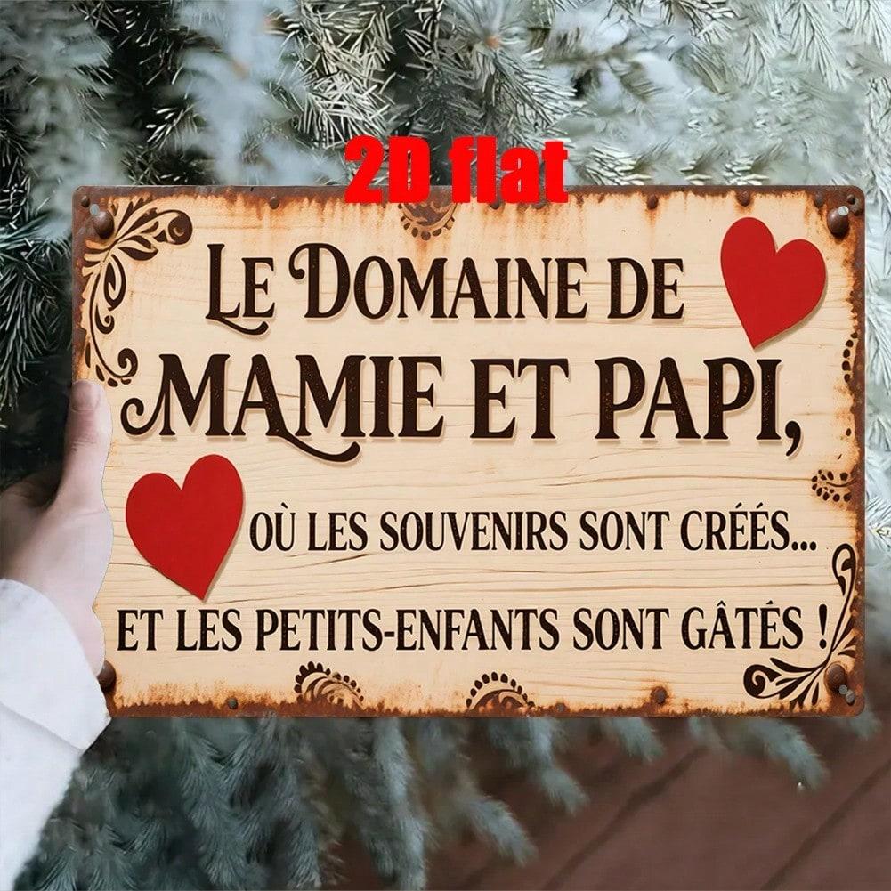 Vintage Metal Tin Sign French Grandparents Wall Decor Gift Home Art