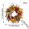 Fall Wreath Maple Leaves Harvest Wreath, Handmade Autumn for Front Door Garland