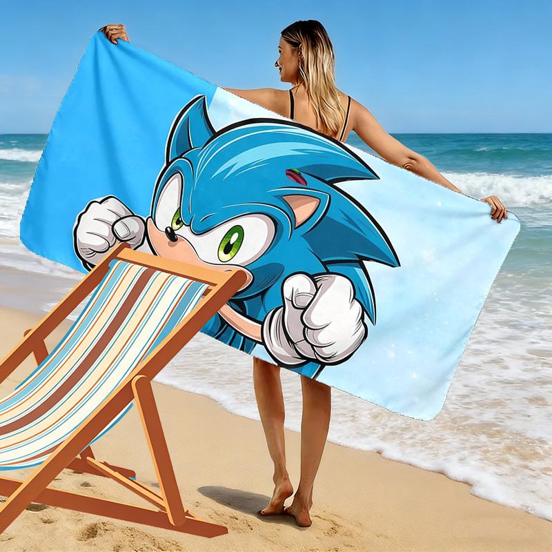 Sonic the Hedgehog4 Print Beach Towel, Large Soft Quick Dry Towel for Beach Camping Swimming