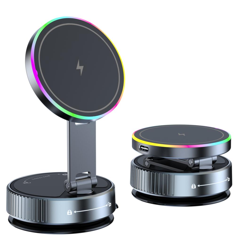 K3 vacuum magnetic car phone holder wireless rechargeable live streaming cooling phone holder suction cup car phone holder.