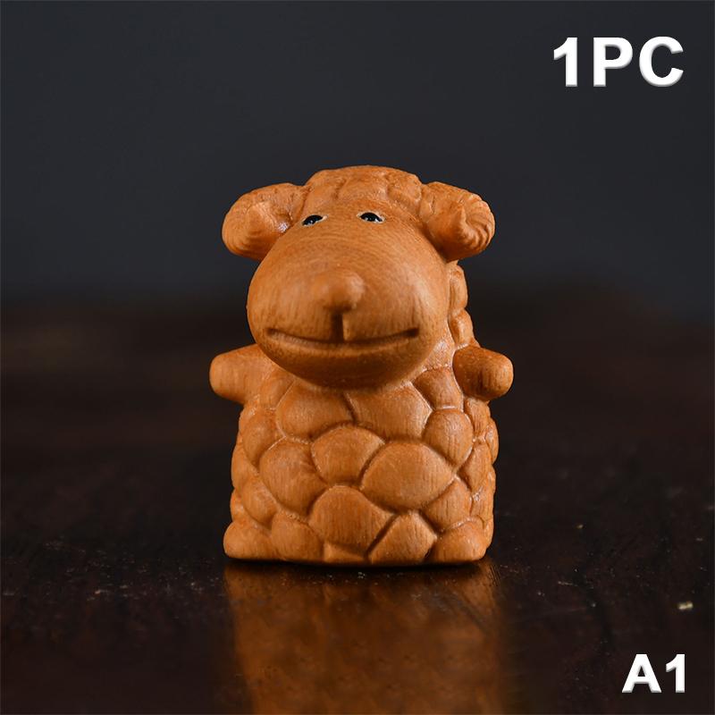 Wood Carved Goat Figurine 2027 Zodiac Desktop Car Decoration