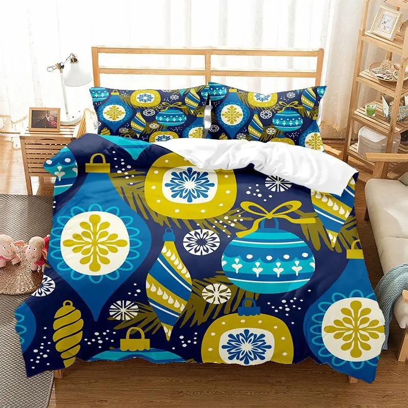 Christmas Elk Duvet Cover Set King Queen Full Twin Size Soft Christmas Trees Snowflake Decor Holiday Bedding Set Comforter Cover