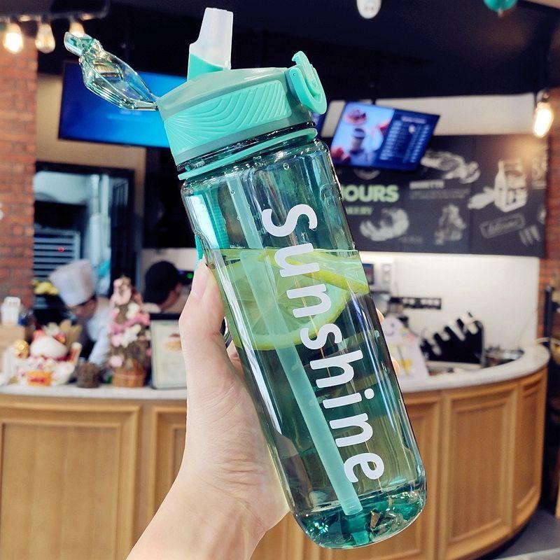Portable Sports Water Bottle With Locking Cap And Straw For Men And Women