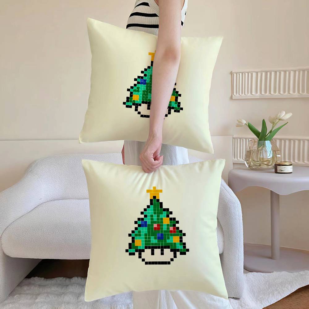 Mushroom Christmas Outfit Pillow Case Sofa and Living Room Decorative Cushion Covers Dust-proof and Mite-proof Invisible Zipper